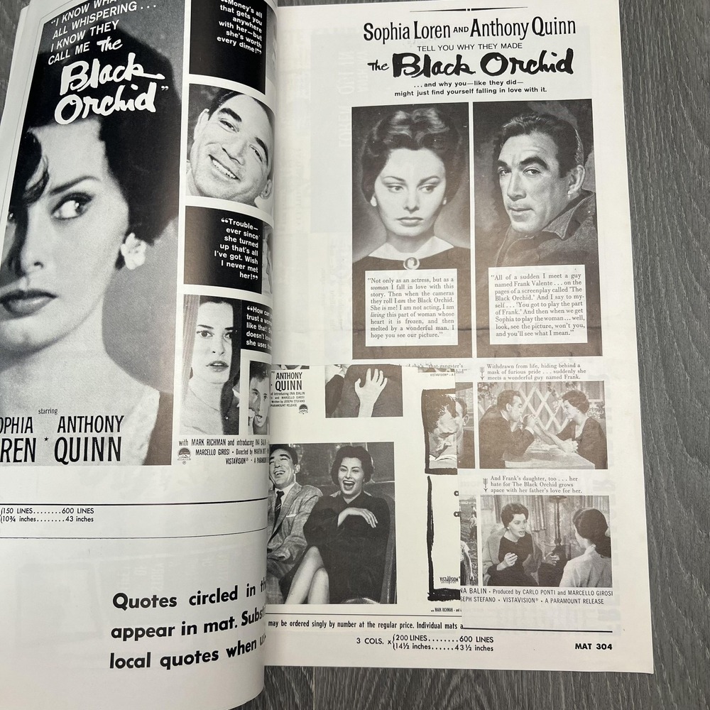 Vtg 1959 The Black Orchid Movie Pressbook Paramount Showmanship Manual Sophia - Picture 7 of 10